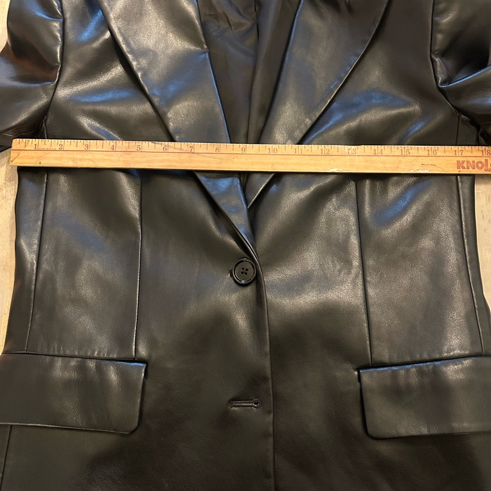 Mango Black Faux Leather Tailored Blazer Jacket Dark Academia Women Medium M - Picture 13 of 16